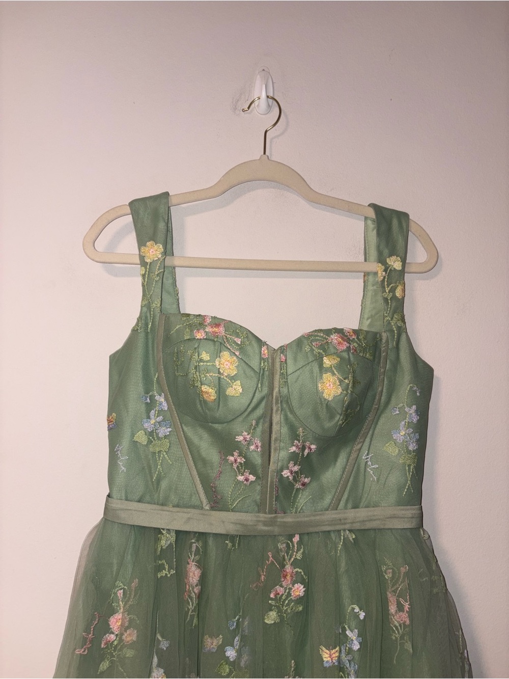 Women’s Floral Embroidered Corset Long Dress 8 NWOT - Picture 3 of 11